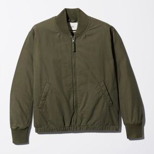 Aritzia TNA Sequoia Olive Green Bomber Jacket